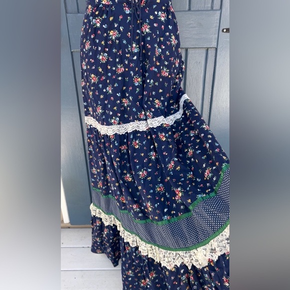 RARE 1970's Gunnies Sax Skirt with Lace Detail, Hippie Bohemian Youth Size 5 - Picture 10 of 10